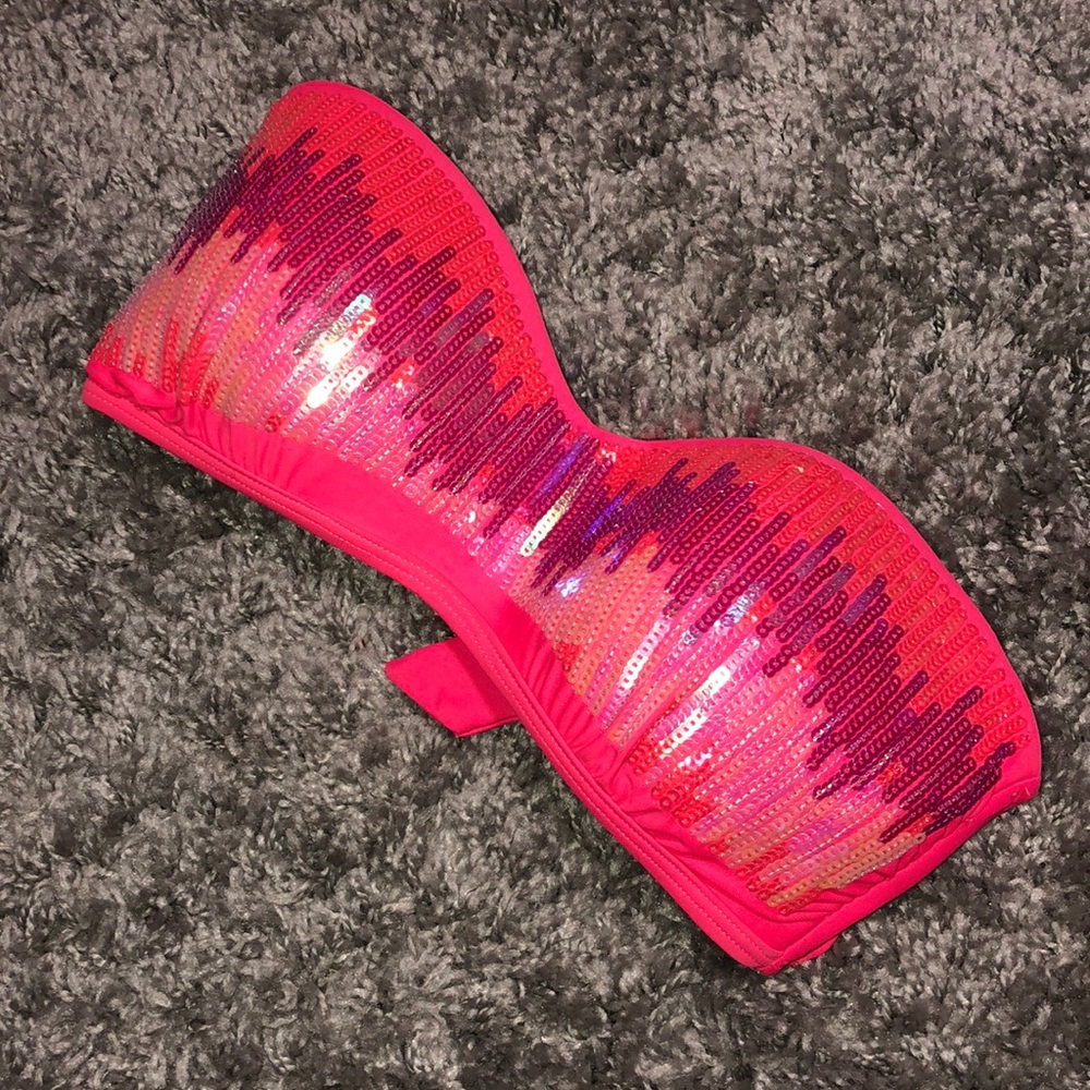 Sparkly PINK sequence swim top